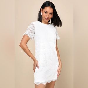 Lulu’s Take Me to Brunch Ivory Lace Shift Dress
